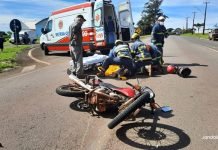 Motocicleta com placa de Mandaguari se envolve em acidente em trevo de Jandaia