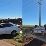 Colisão entre dois carros deixa feridos e provoca bloqueio parcial na PR-444, em Mandaguari