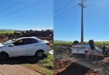 Colisão entre dois carros deixa feridos e provoca bloqueio parcial na PR-444, em Mandaguari