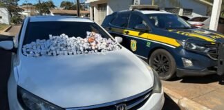 PRF apreende 1,5 mil ampolas de emagrecedores em carro paraguaio em Londrina