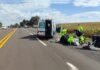 Motociclista fica gravemente ferido após atingir traseira de carreta na PR-444 e é resgatado por helicóptero do Samu