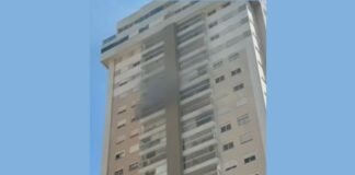 Incêndio atinge apartamento no 17º andar de prédio em Maringá